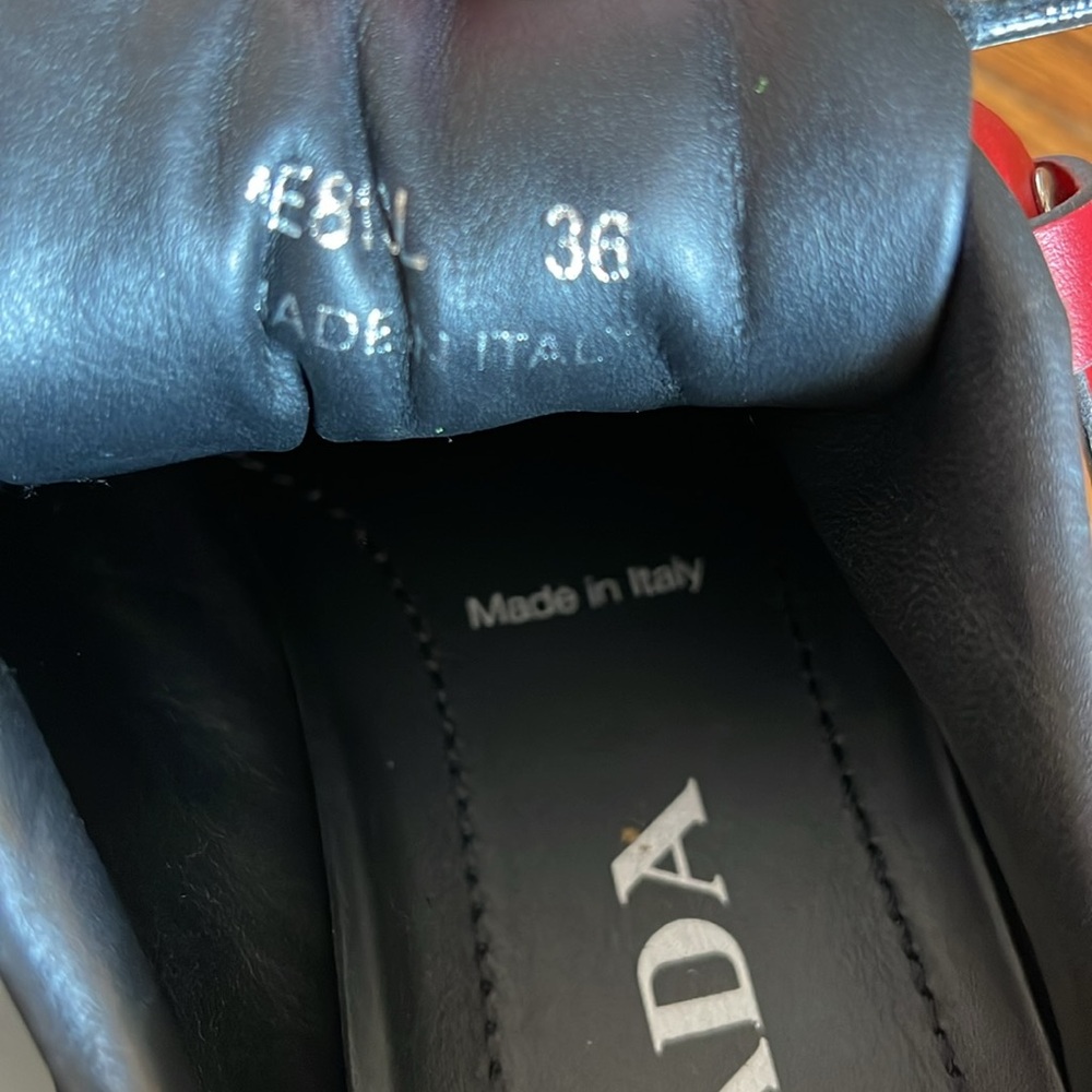 Prada Black and Red Studded Sneakers - Picture 5 of 7